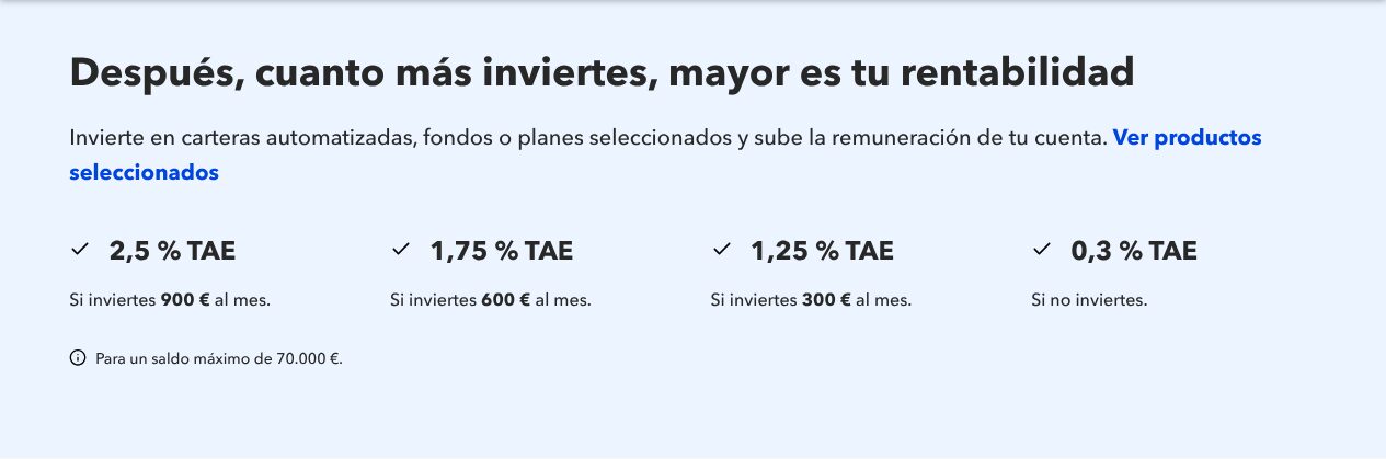 MyInvestor: rentabilidad de la cuenta seg&uacute;n la inversi&oacute;n mensual (2026)